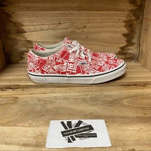 Vans off the wall all over red white sneaker shoes